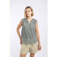 Weird Fish Women's Poppy Scalloped Hem Blouse in Green | Size: 20