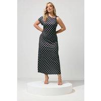 Yours Women's Polka Dot Buckle Detail Maxi Dress in Chocolate | Size: 10