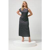 Yours Women's Polka Dot Buckle Detail Maxi Dress in Chocolate | Size: 20