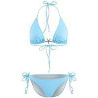 WOVCOR Women's Triangle Bikini Set with Star Detail & Tie Side Bottom in Turquoise | Size: 12