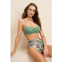 WOVCOR Women's Bandeau Bikini Set with Mixed Print High Waist Bottom | Size: 6