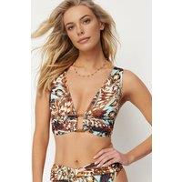 WOVCOR Women's Abstract Print Cut Out Triangle Bikini Top | Size: 10
