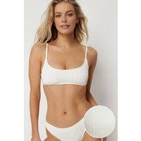 WOVCOR Women's Textured Padded Bralette Bikini Top in Ecru | Size: 6