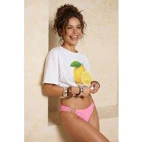 WOVCOR Women's Hardware Detail Regular Waist Bikini Bottom in Pink | Size: 8