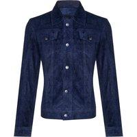 Infinity Leather Men's Goat Suede Leather Jeans Jacket-Adelaide in Navy | Size: XL