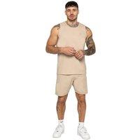 Enzo Men's Gym Shorts & Vest Set in Stone | Size: Large