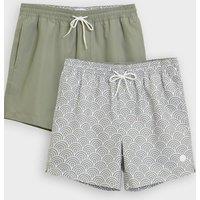 Threadbare Men's 2-Pack Geo Arch Print Quick Dry Swim Shorts in Pale Green | Size: 2XL