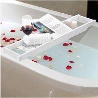 Living and Home Bamboo Bath Tray Bathtub Caddy for Bathroom 70cm in White