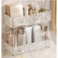 Living and Home 2Pcs Wall Mounted Rectangular Shower Caddy with Self-adhesive Clips in Clear