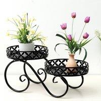Living and Home 2 Tiers Metal Plant Display Stand Indoor Outdoor in Black