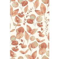 Hoopla Walls Watercolour Leaves - Tuscan Mix 10m Wallpaper in Red