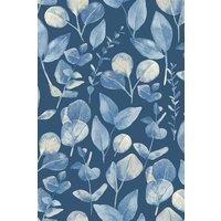 Hoopla Walls Watercolour Leaves - Slate Blue 10m Wallpaper