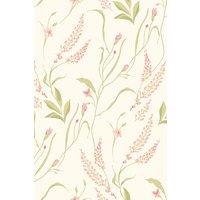 Hoopla Walls Springtime Meadow - Coral Blossom 10m Wallpaper in White