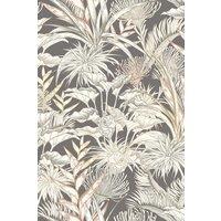 Hoopla Walls Tropical Canopy - Charcoal & Stone 10m Wallpaper in Grey
