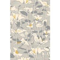 Hoopla Walls Lino Leaves - Gunmetal 10m Wallpaper in Grey