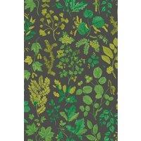 Hoopla Walls Botanical Leaves - Charcoal & Emerald 10m Wallpaper in Green