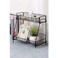 Living and Home 2-Tier Free Standing Cosmetic Organizer Kitchen Bathroom Storage Shelf Countertop Spice Rack Holder 31.5cm in Black