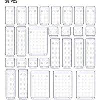 Living and Home 28PCS Clear Drawer Organizer Classification Storage Boxes