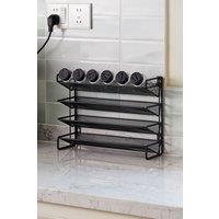 Living and Home 4-Tier Metal 24 Bottle Spice Rack Organizer Jar Storage Rack in Black