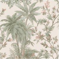 Boutique Bali Sage & Rose Wallpaper in Pink | Size: 10000mm x 520mm