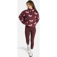OHS Bows Teddy Half Zip Fleece Sweatshirt Pullover Jumper in Burgundy | Size: Large/XL