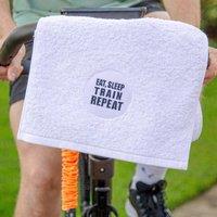 Duncan Stewart Eat, Sleep, Train, Repeat Gym Towel in White