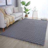 Desire Rugs Orbie Washable Living Room Area Rug - Carved Ridge-Furrow Design in Dark Grey | Size: 60 cm x 100 cm