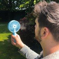 Menkind BeCool Handheld Spray Fan Refreshing Mist With USB-C Charging - Blue in Baby Blue