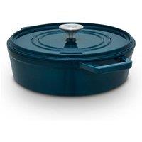 Barbary & Oak Nattura 28cm Shallow Cast Iron Casserole Agave in Teal