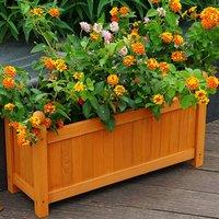 Gr8 Garden Wooden Rectangular Planter Garden Flower Display Box Plant Pot Raised Bed Trough in Brown