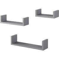 SPOT ON DEALZ U Shape Set of 3 Wall Floating Shelf in Grey | Size: 1 Pack