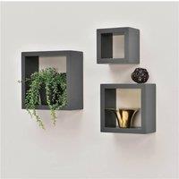 SPOT ON DEALZ Cali Floating Cube Shelves Set of 3 Wall Hanging White in Grey