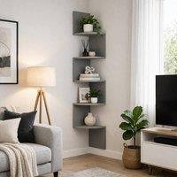 SPOT ON DEALZ Lucca 5 Tier Wall Mounted Corner Shelf in Grey | Size: 1 Pack
