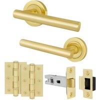 AFIT Satin Brass T-Bar Handle Latch Hinges Set (64mm) 1 Pair in Gold | Size: 150mm x 150mm