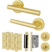 AFIT Satin Brass T-Bar Bathroom Handle WC Lock Hinges Set (80mm) 1 Pair in Gold | Size: 150mm x 150mm