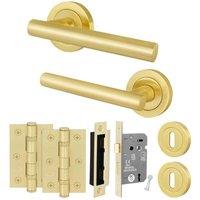 AFIT Satin Brass T-Bar Handle Sashlock Escutcheon Hinges (64mm) 1 Pair in Gold | Size: 150mm x 150mm