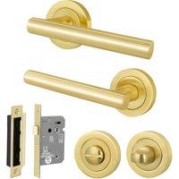 AFIT Satin Brass T-Bar Bathroom Handle WC Lock Privacy Set (64mm) 1 Pair in Gold | Size: 150mm x 150mm