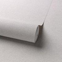 Grandeco Panama Plain Textured Linen Fabric Wallpaper in Grey