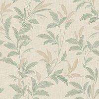 Grandeco Natural Leaf Trail Linen Textured Wallpaper in Beige | Size: 1 Pack