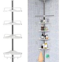 SPETLEK 4 Tier Telescopic Bathroom Wall Corner Shelf Shower Caddy in White