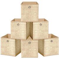 Nordara 6x Beige Fabric Collapsible Storage Cube Organiser