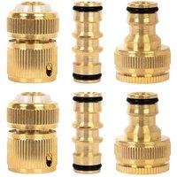 Nordara 6 Pack Brass Garden Hose Connector  Tap Quick Connect in Gold