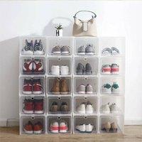 SPETLEK 6x Plastic Shoe Storage Boxes Stackable Foldable Clear Drawer