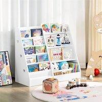 Nordara White Wooden Kids 4-Tier Children's Bookcase & Display Shelving Rack