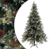 Berkfield Home Pre-lit Christmas Tree with Pine Cones Green&White 195 cm PVC&PE in Green