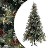 Berkfield Home Pre-lit Christmas Tree with Pine Cones Green&White 225 cm PVC&PE in Green
