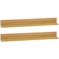 Berkfield Home Wall Shelves 2 pcs 90x10x10 cm Solid Wood Teak in Brown | Size: 90 x 10 x 10 cm