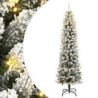 Berkfield Home Artificial Christmas Tree 300 LEDs & Flocked Snow 240 cm in Green