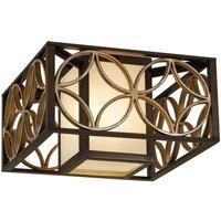 Netlighting Remy 2 Light Flush Ceiling Light Gold Bronze in Brown