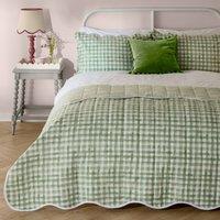 Furn Scalloped Quilted Bedspread in Green | Size: Double